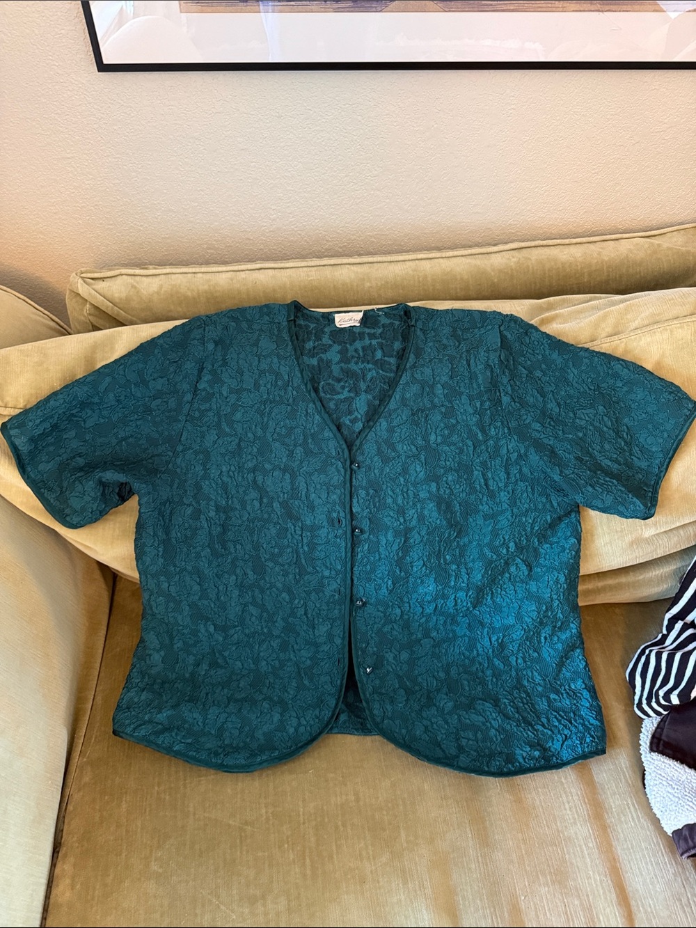 Kathryn Teal Lace Short Sleeve Shirt